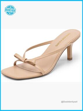 Strappy Square Toe Kitten Heel Mule Sandals Bow Dress Heels for Party Wedding